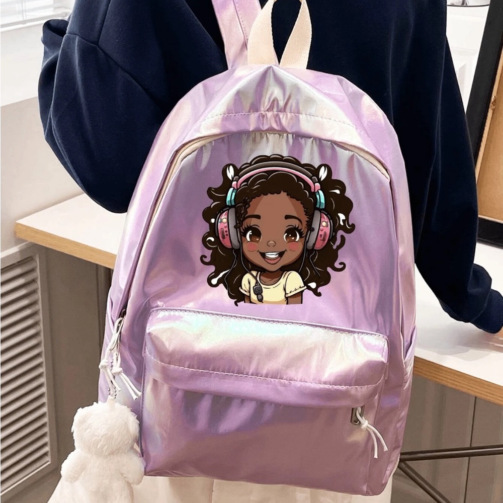 Large Girl Portrait Capacity,Waterproof,Lightweight Letter Functional Backpack